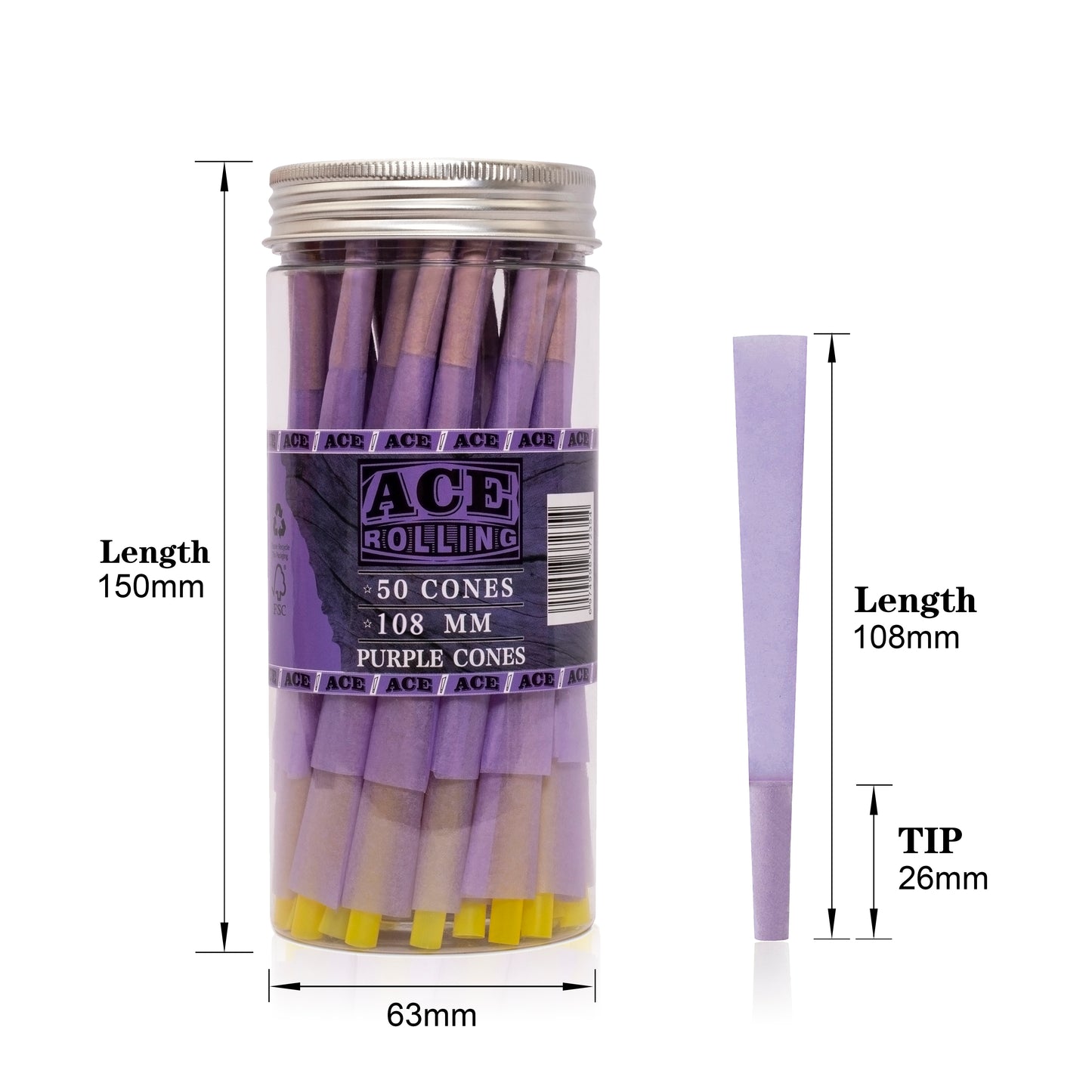 Purple pre-roll cone jar