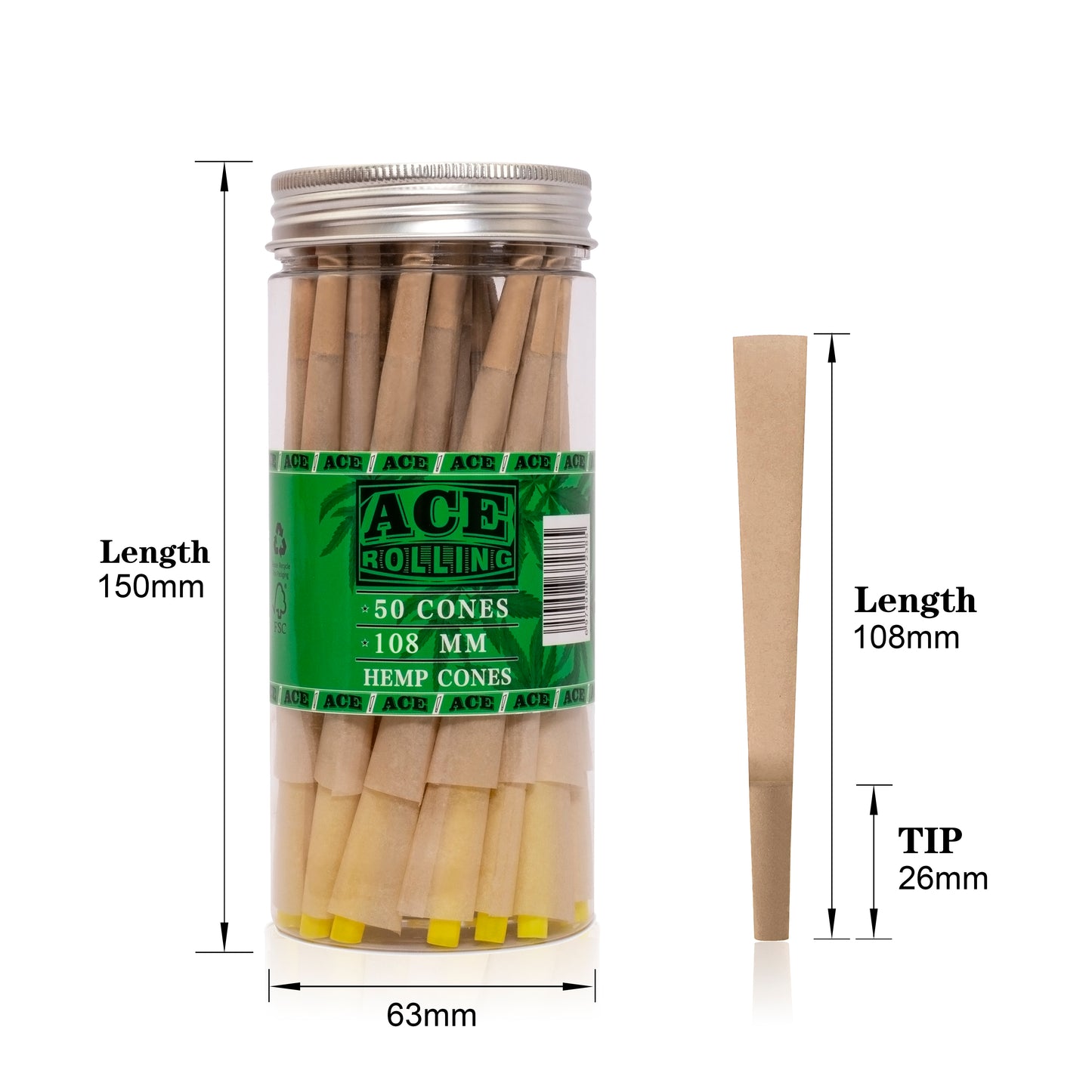 Organic hemp Pre Rolled Paper with Tips and Packing Tubes Included