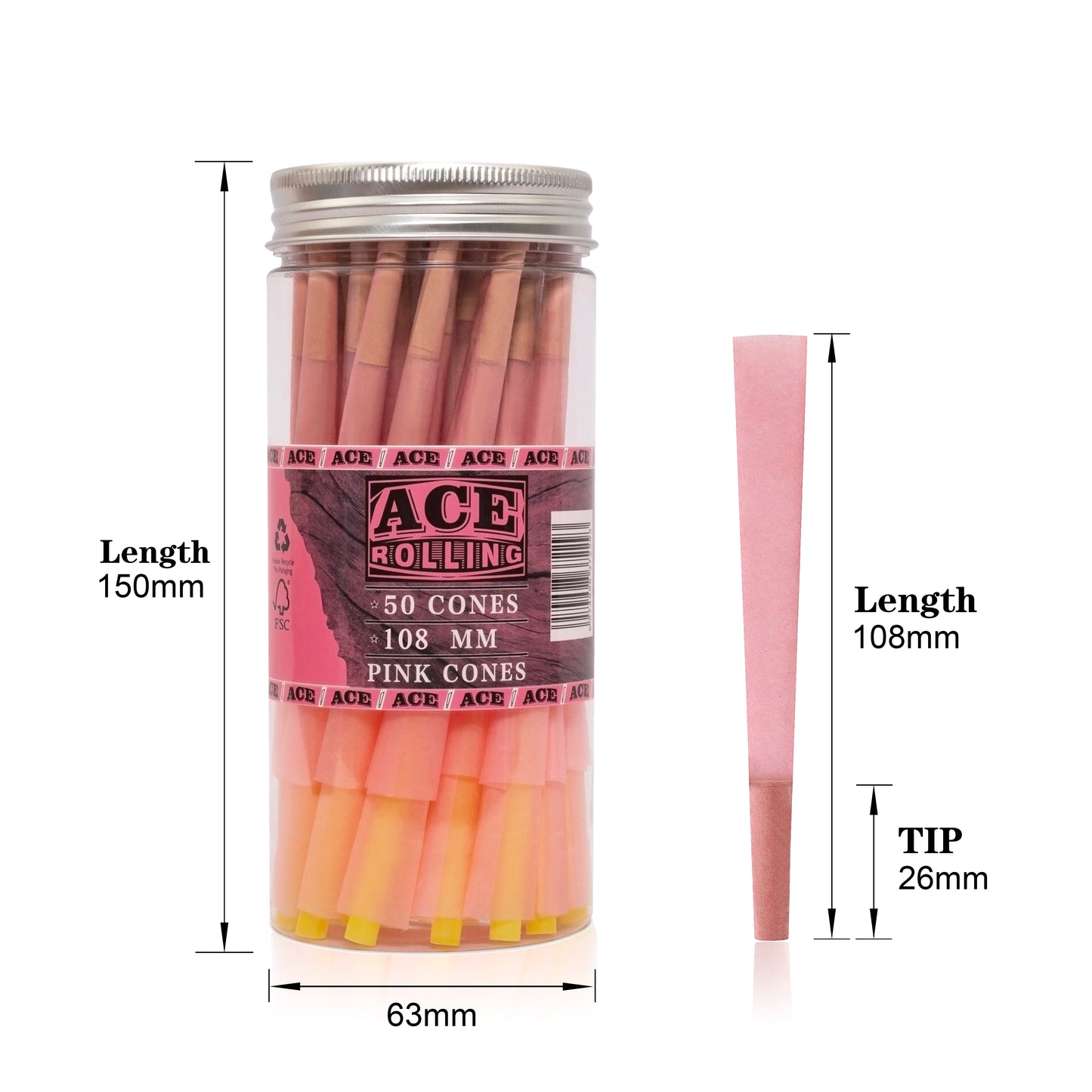 Pink pre-roll cone jar