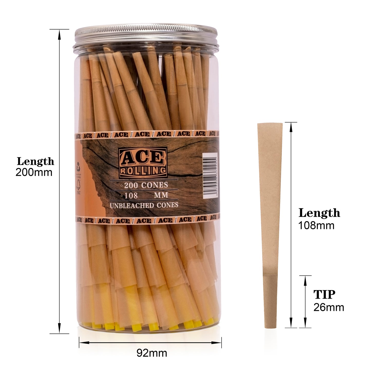 Unbleached Natural Pre Rolled Paper with Tips and Packing Tubes Included