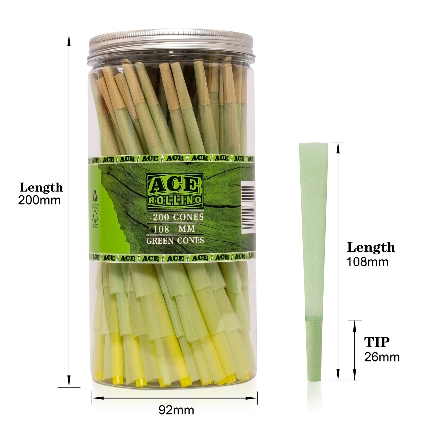 Green Pre Rolled Paper with Tips and Packing Tubes Included