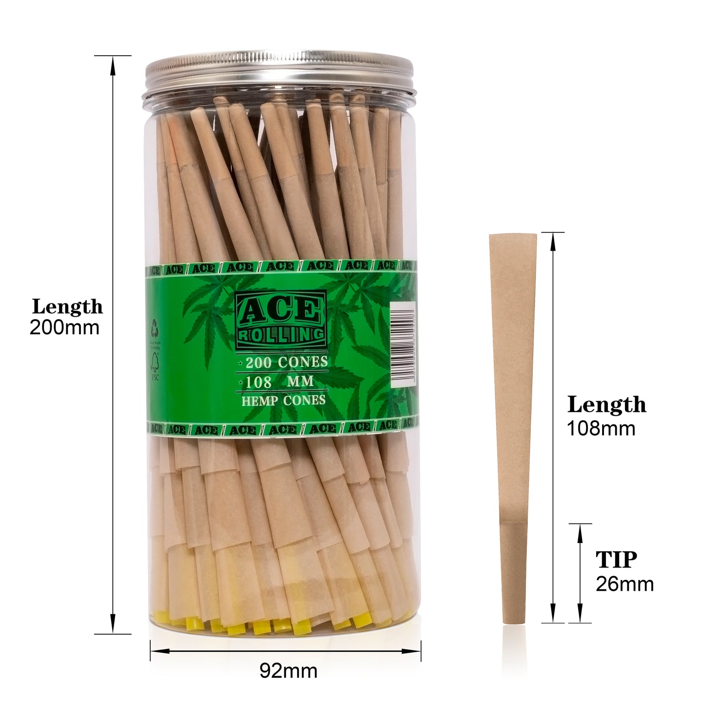 Organic hemp pre-roll cone jar