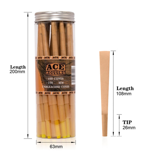 Unbleached Natural Pre Rolled Paper with Tips and Packing Tubes Included