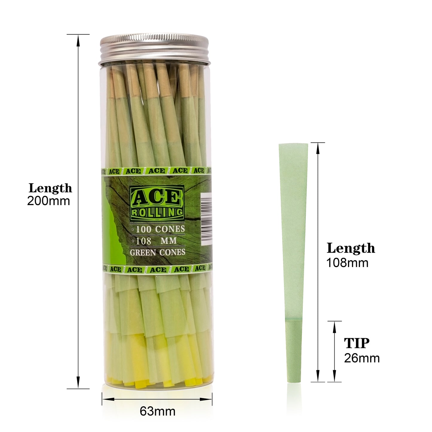 Green Pre Rolled Paper with Tips and Packing Tubes Included