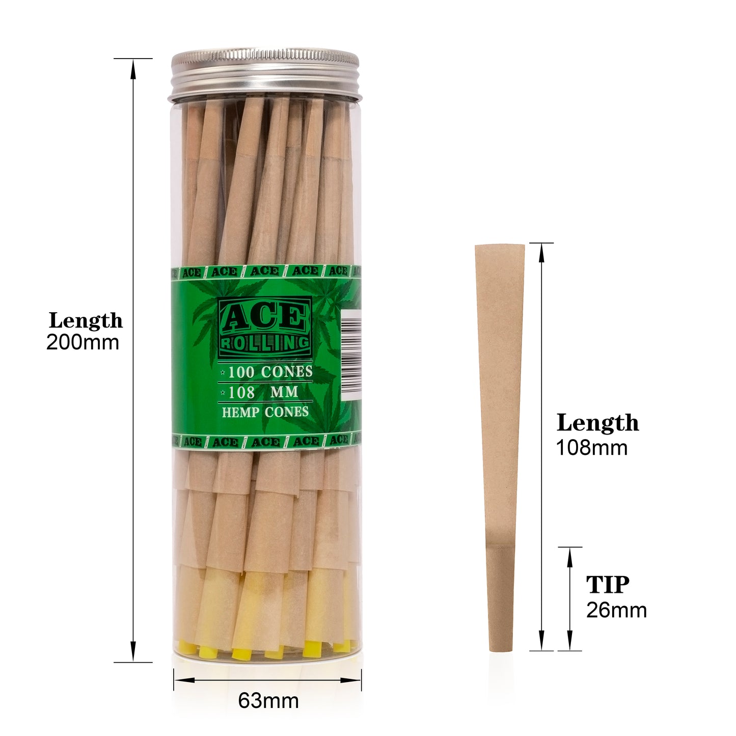 Organic hemp Pre Rolled Paper with Tips and Packing Tubes Included