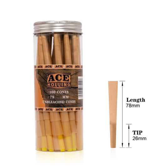 Unbleached Natural 78mm Pre Rolled Paper with Tips and Packing Tubes Included