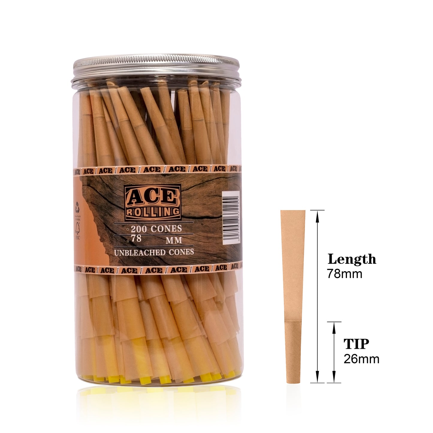 Unbleached pre-roll cone jar