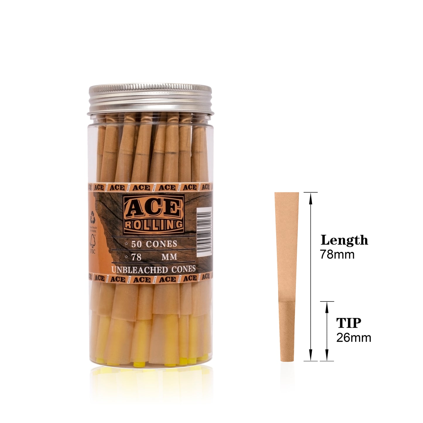 Unbleached pre-roll cone jar